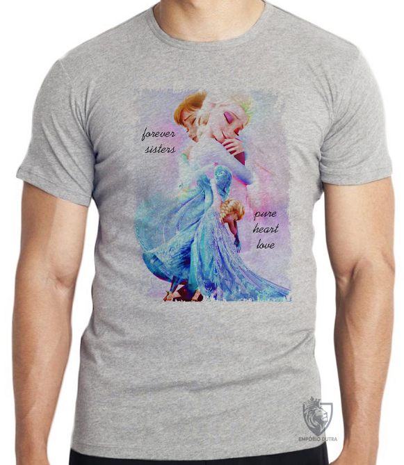 camiseta blusa Frozen Forever Sisters Blusa criança infantil juvenil adulto camisa tamanhos