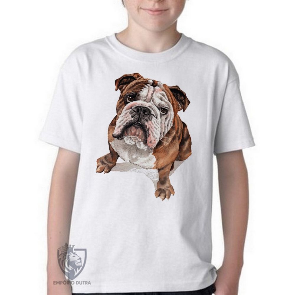 camiseta blusa Infantil ou adulto Cachorro Bulldog Dog Blusa Criança todos tamanhos