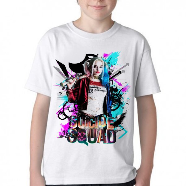 camiseta blusa Infantil ou adulto Arlequina Blusa Criança todos tamanhos