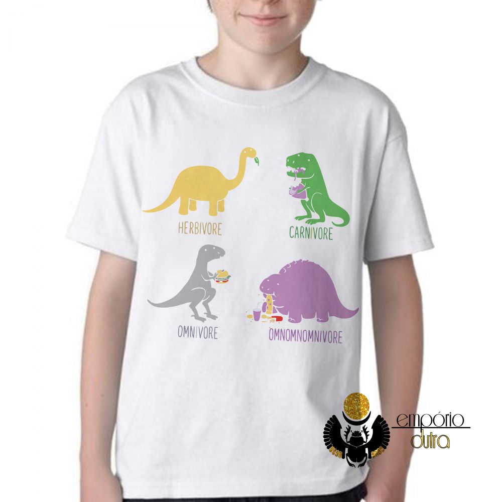 camiseta blusa Infantil ou adulto Dinossauro comilão  Blusa Criança todos tamanhos