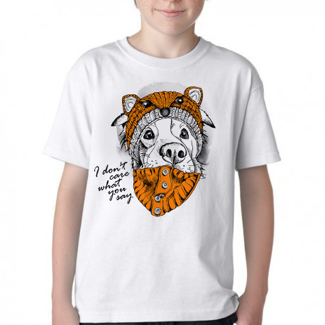 camiseta blusa Infantil ou adulto Cachorro I dont care what you say Blusa Criança todos tamanhos