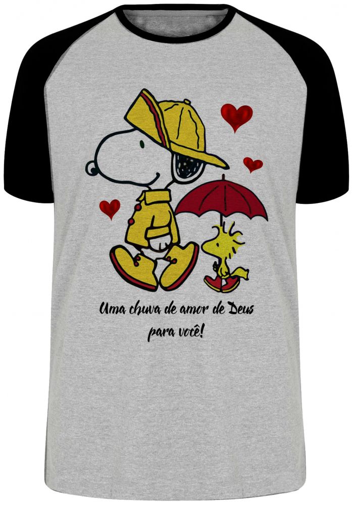 camiseta blusa Chuva de Amor de Deus Snoopy Blusa Plus Size extra grande adulto ou infantil