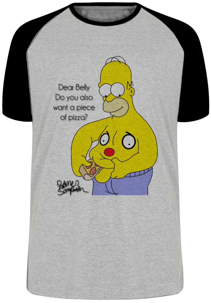 camiseta blusa Homer Simpsons pizza barriga Blusa Plus Size extra grande adulto ou infantil