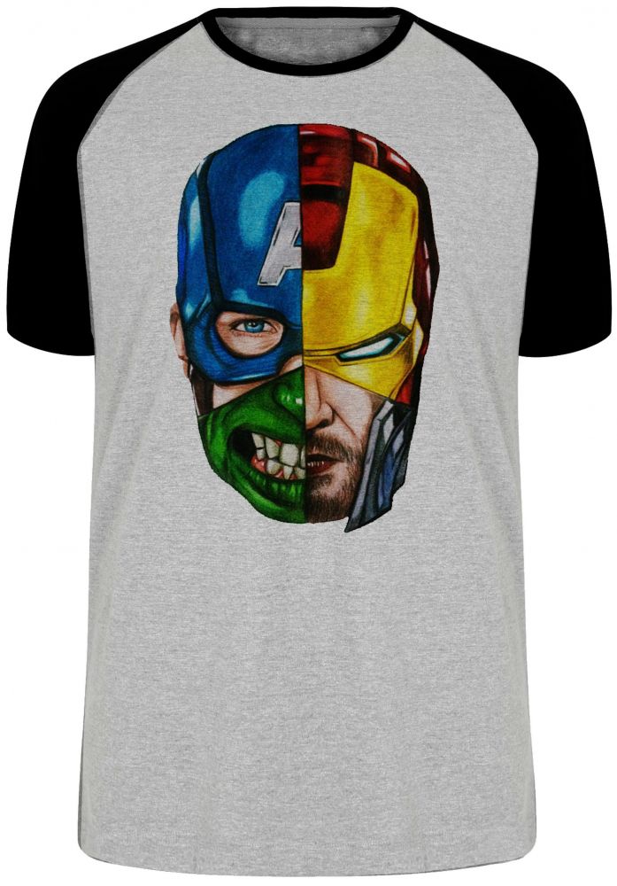 camiseta blusa Vingadores cabeça Blusa Plus Size extra grande adulto ou infantil
