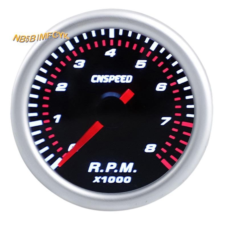 Tacômetro De 2 Polegadas De 52mm De Velocidade CNSPEED Medidor De Automóveis 0-8000 RPM 12V Universal Motor Ponteiro Do Led Branco