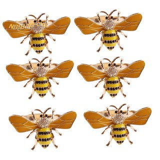 6PCS Desenho De Abelha Amarela Metálica Toalha De Anel De Fivela Porta-Guardanapo Festa De Casamento Decoração De Mesa Do Hotel De Férias