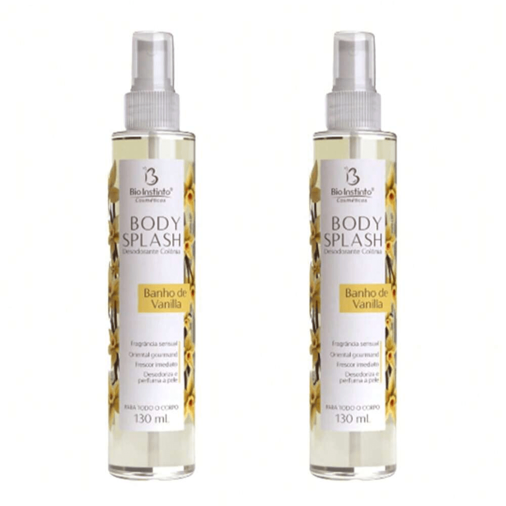 Kit Com 2 Body Splash Desodorante Colônia Banho de Vanilla 130ml - Bio Instinto