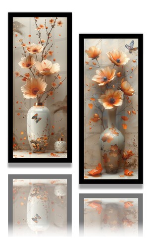 kit 2 Quadros Decorativos Lavabo Banheiro Hall Flores Salmão Ys em Oferta na Shopee