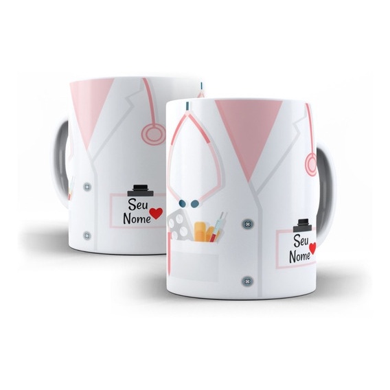 Caneca Porcelana Xicara Personalizada Sublimação Enfermagem em Oferta na Shopee