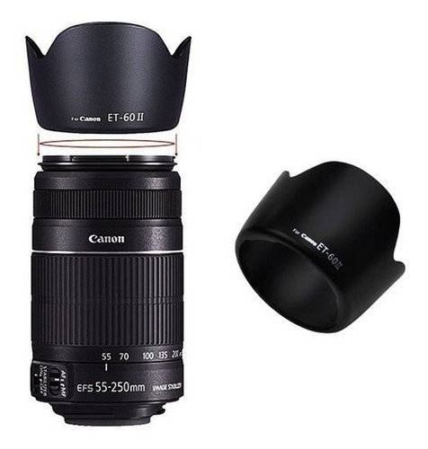 Para-sol Et-60ii Lente Canon 55-250mm 75-300mm 90-300mm Et60 em Oferta na Shopee
