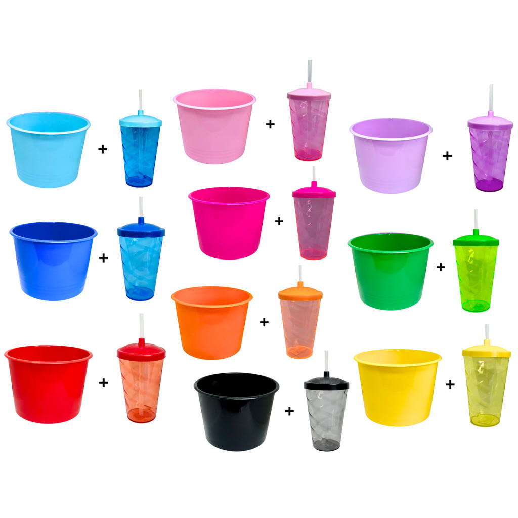 Kit Cineminha 1 Balde 1,5L Pipoca + 1 Twister Colorido 400ML em Oferta na Shopee