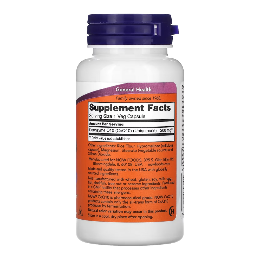 Detalhes do Kit 2x Coenzima CoQ10 200mg Now Foods 60 Veg Cápsulas Importado/Made in Usa