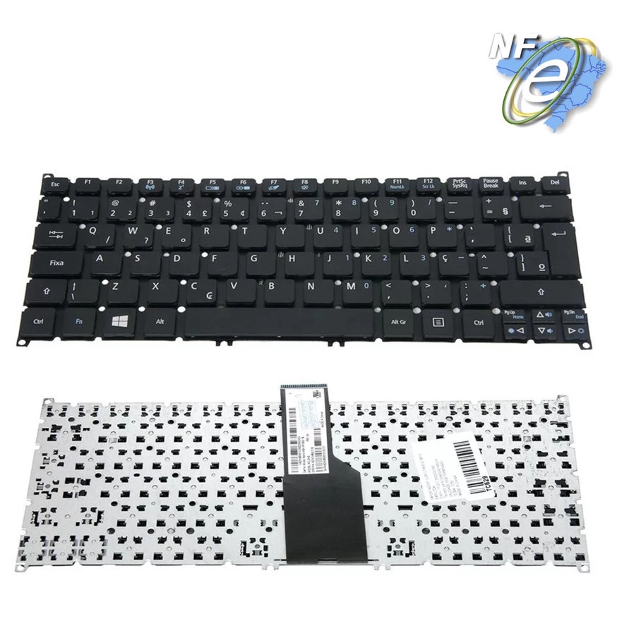 TECLADO PARA NOTEBOOK ACER V5-123-3824 V5-171-6406 V5-171-6878 | PRETO ABNT2