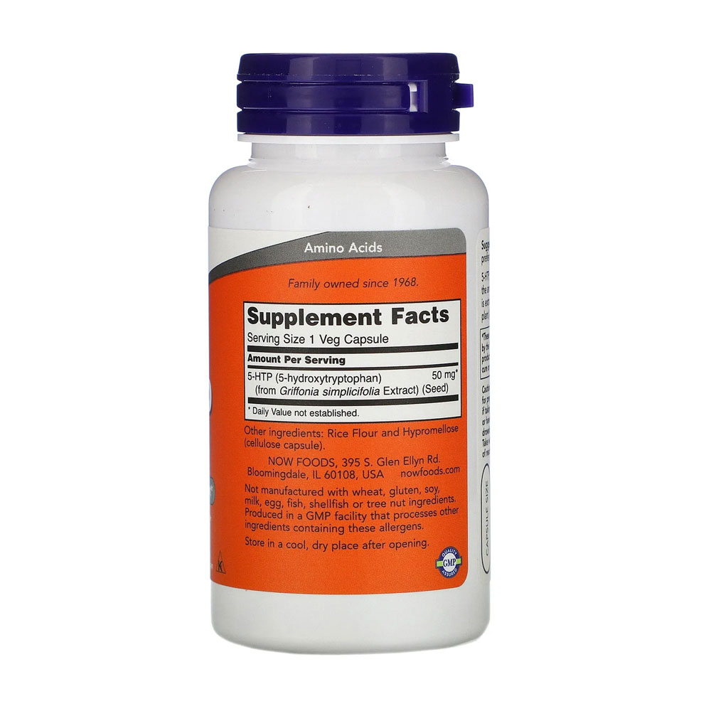 Detalhes do Kit 4x HTP 50mg Now Foods 90Veg Cápsulas Importado /Made in Usa