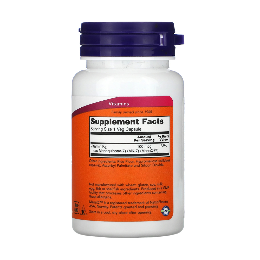 Detalhes do Kit 5x MK-7 Vitamina K-2 100mcg Now Foods 60 Veg Cáps Importado /Made in Usa