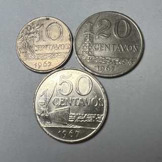 Lote 3 Moedas 10 20 50 Centavos 1967 Níquel e Cuproníquel Indústria Naval em Oferta na Shopee