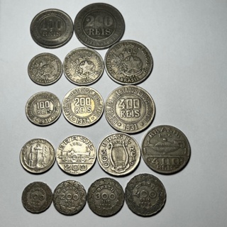 Lote de 16 Moedas de Réis da República Sem Repetição de tipo podendo Variar as Datas em Oferta na Shopee