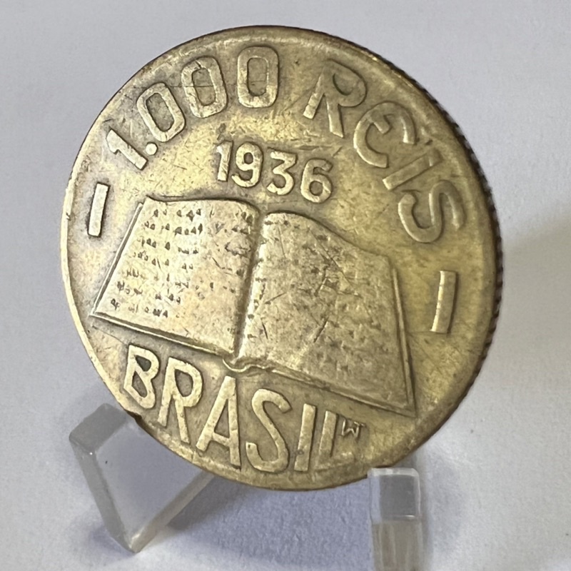 1000 Réis 1936 Anchieta Moeda Data Escassa Bronze Alumínio Série Ilustres