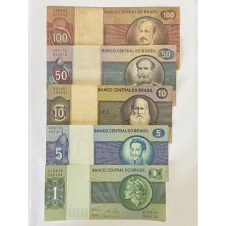 Lote 5 Cedulas 1 5 10 50 e 100 Cruzeiros Coleção Dinheiro Brasil em Oferta na Shopee