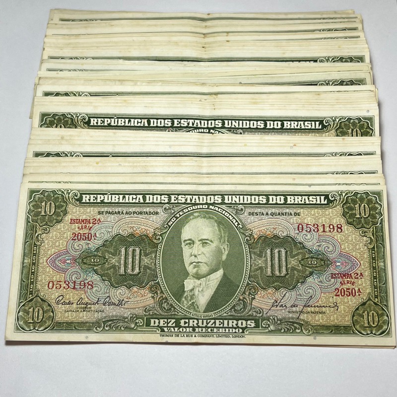 Cédula 10 Cruzeiros Getúlio Vargas 2ª Segunda estampa Sem carimbo