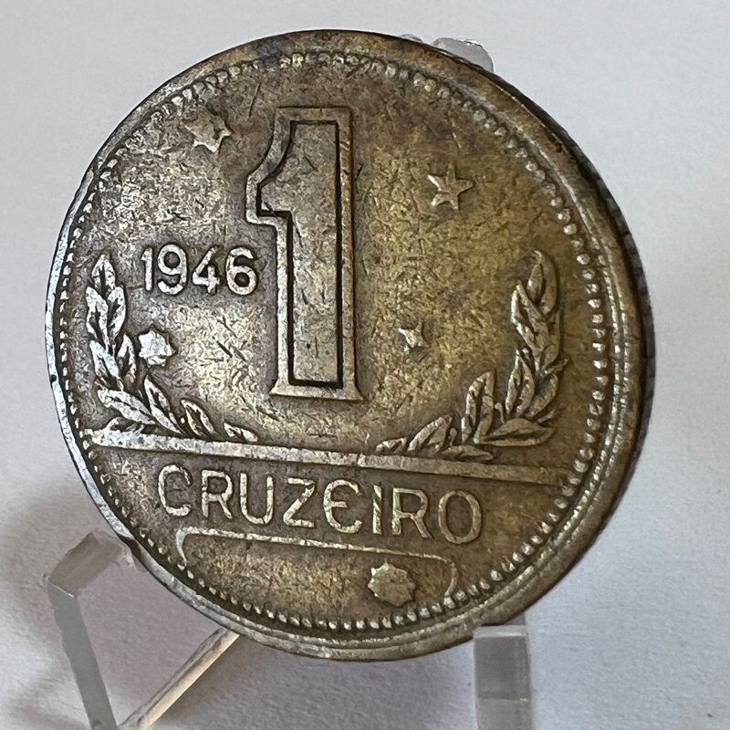 1 Cruzeiro 1946 Mapa do Brasil Moeda Bronze alumínio