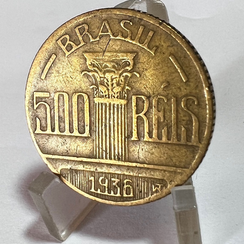 500 Réis 1936 Regente Feijó Data Escassa Moeda Bronze Alumínio