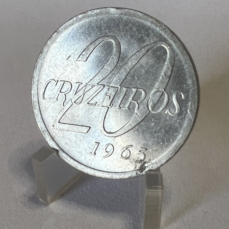 20 Cruzeiros 1965 Moeda Mapa do Brasil Alumínio