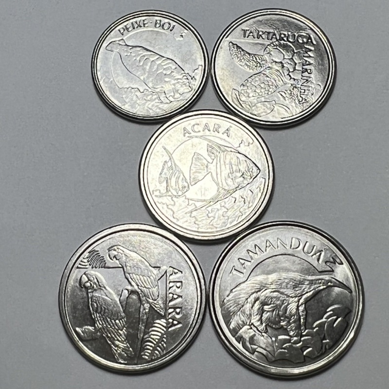 Lote 5 Moedas Série Fauna 1993 Peixe boi tartaruga marinha Acará arara tamandua em Oferta na Shopee