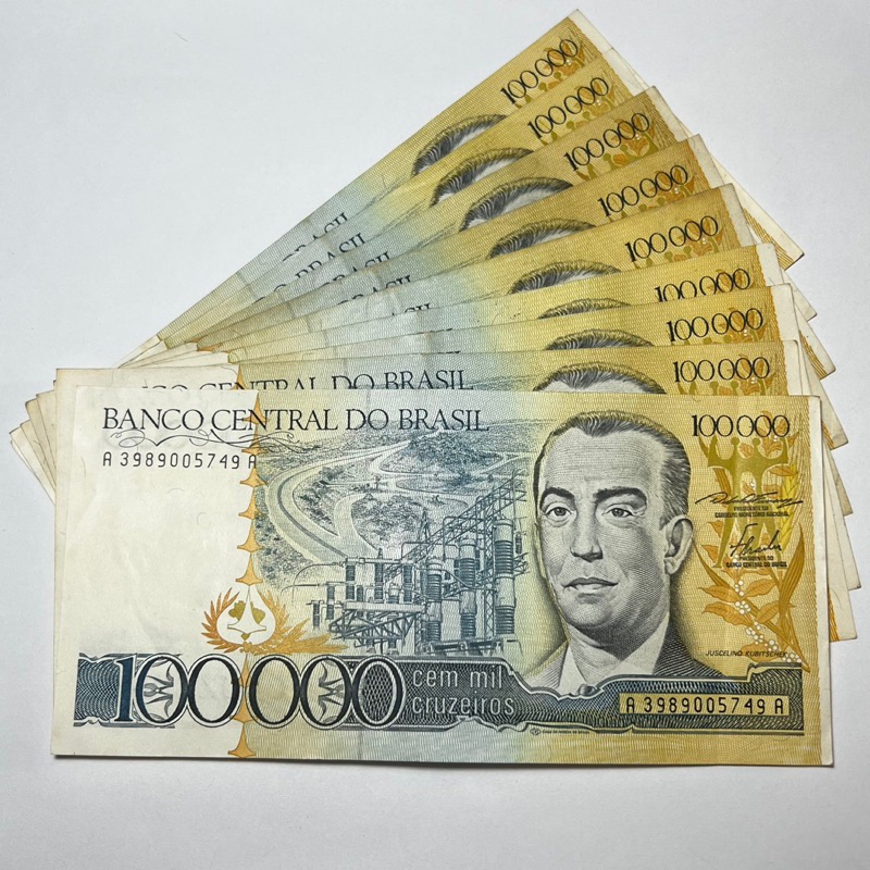 C176 Cedula do Brasil 100000 100 Cem Mil Cruzeiros Juscelino Kubistchek Sem Carimbo Cédula JK C 176