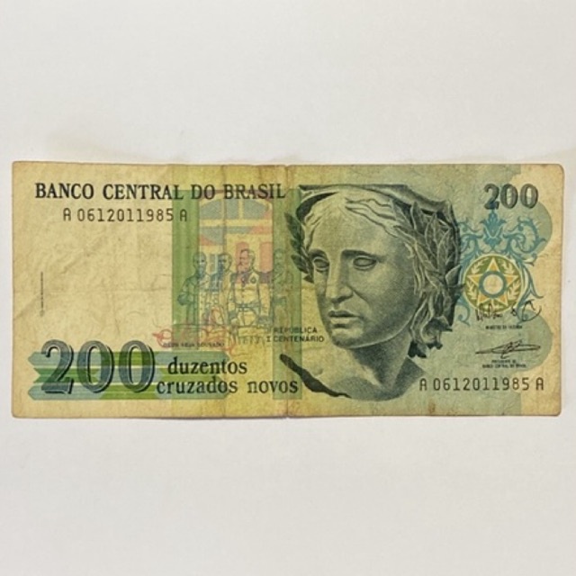 C208 Cedula do Brasil 200 Cruzados Novos Sem Carimbo Efígie C 208