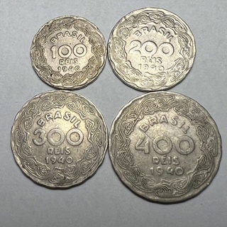 Lote 4 Moedas de 1940 100 200 300 e 400 Réis Completo Getúlio Vargas em Oferta na Shopee