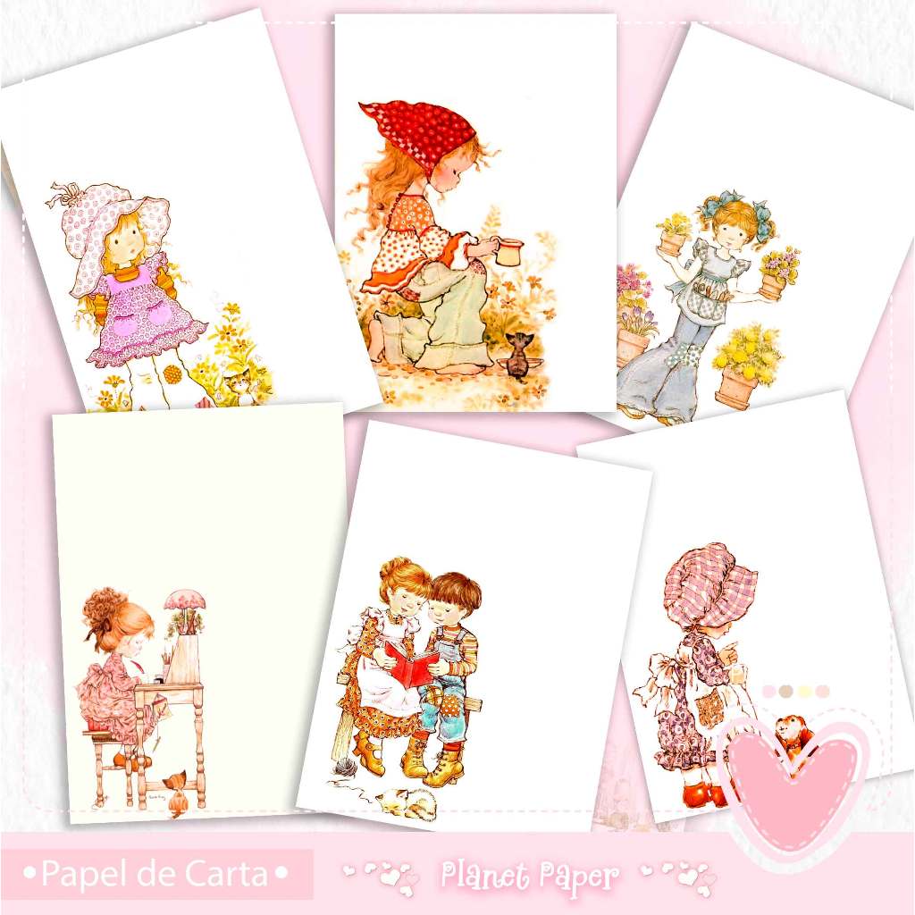 Papéis de Carta Sarah Kay (6 Modelos Fundo Branco)