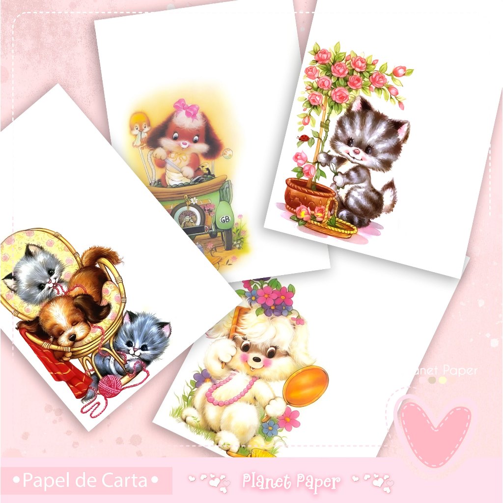 Papéis de Carta Bichinhos (4 Modelos)
