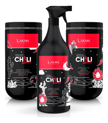 Creme Redutora Para Corpo Lakma Dermocosméticos Kit Chili Arretado Lakma (3 Produtos)  Kit 3 Uni