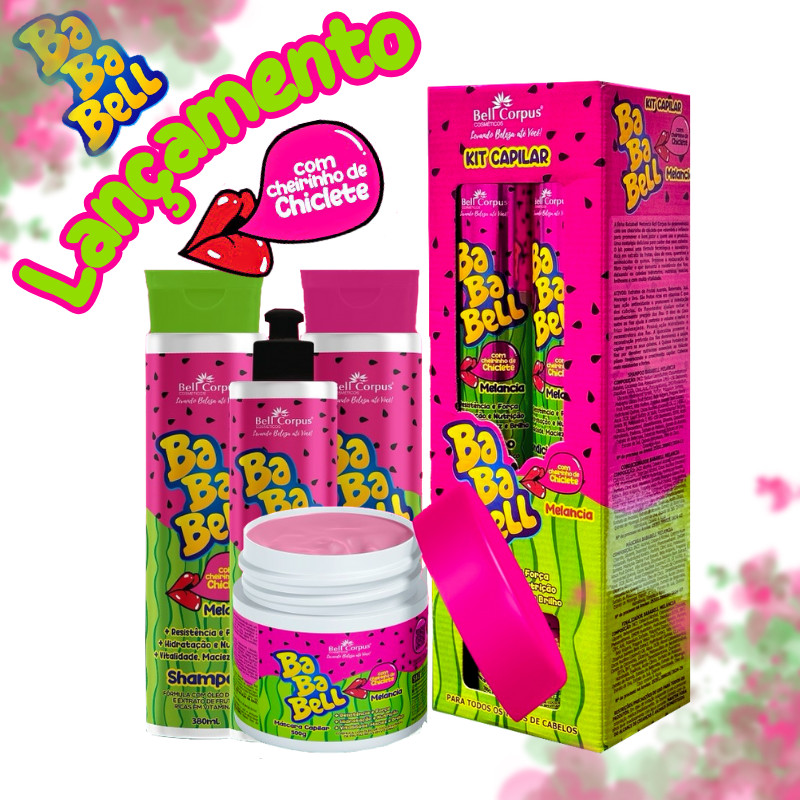 Kit Capilar BabaBell Cheiro de Babalu Melancia Com 4 Itens - Lançamento Bell Corpus