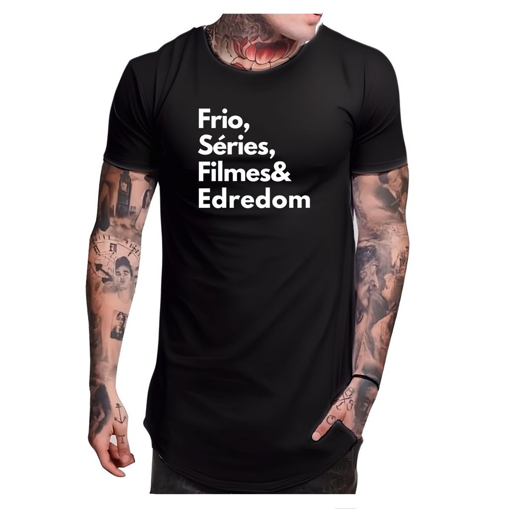 Camiseta Longline Frase Frio Séries Filmes Edredom