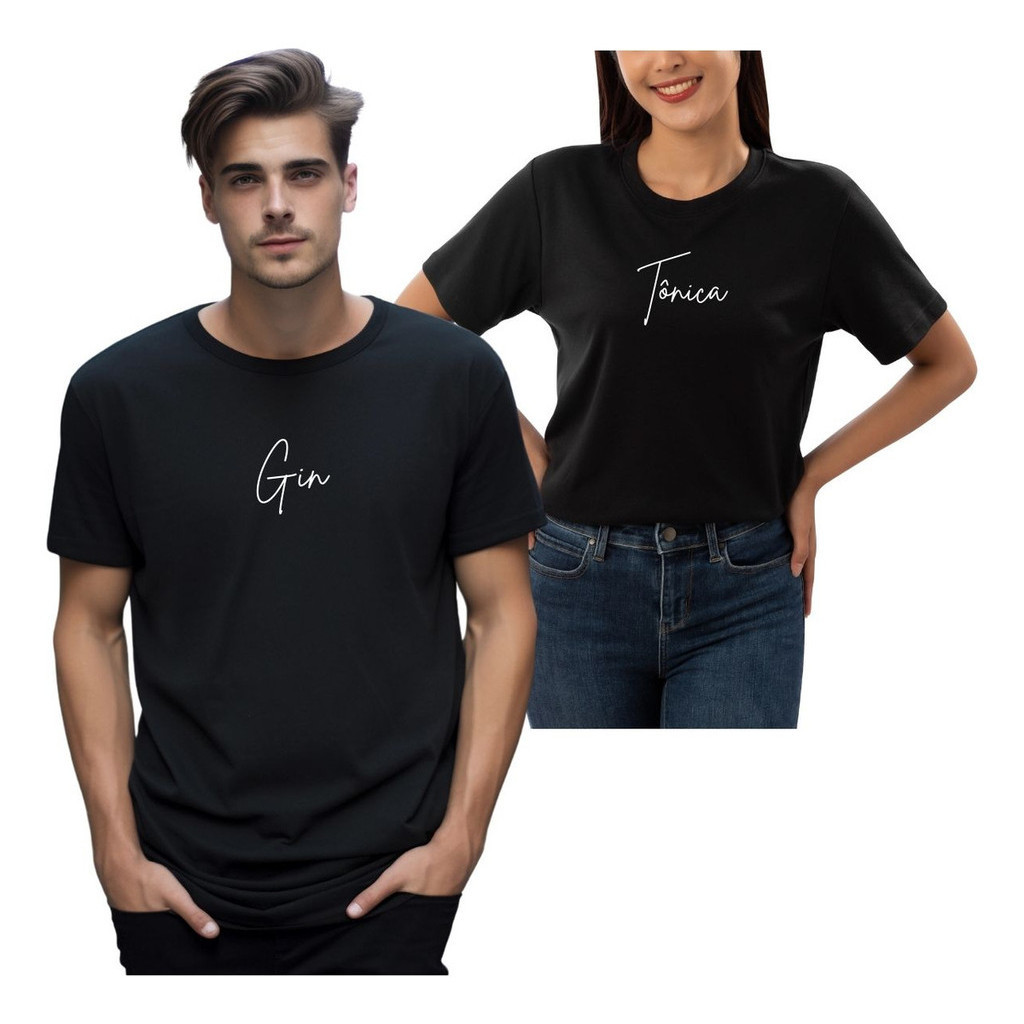 Camiseta Casal Gin Tônica Casal Amor Criativa Kit Namorados