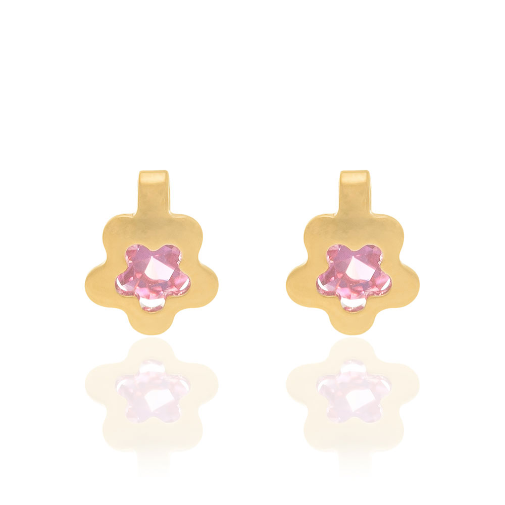 Rommanel Brinco Infantil Flor Com Cristal 0,6 Cm 524292 Vb R em Oferta na Shopee