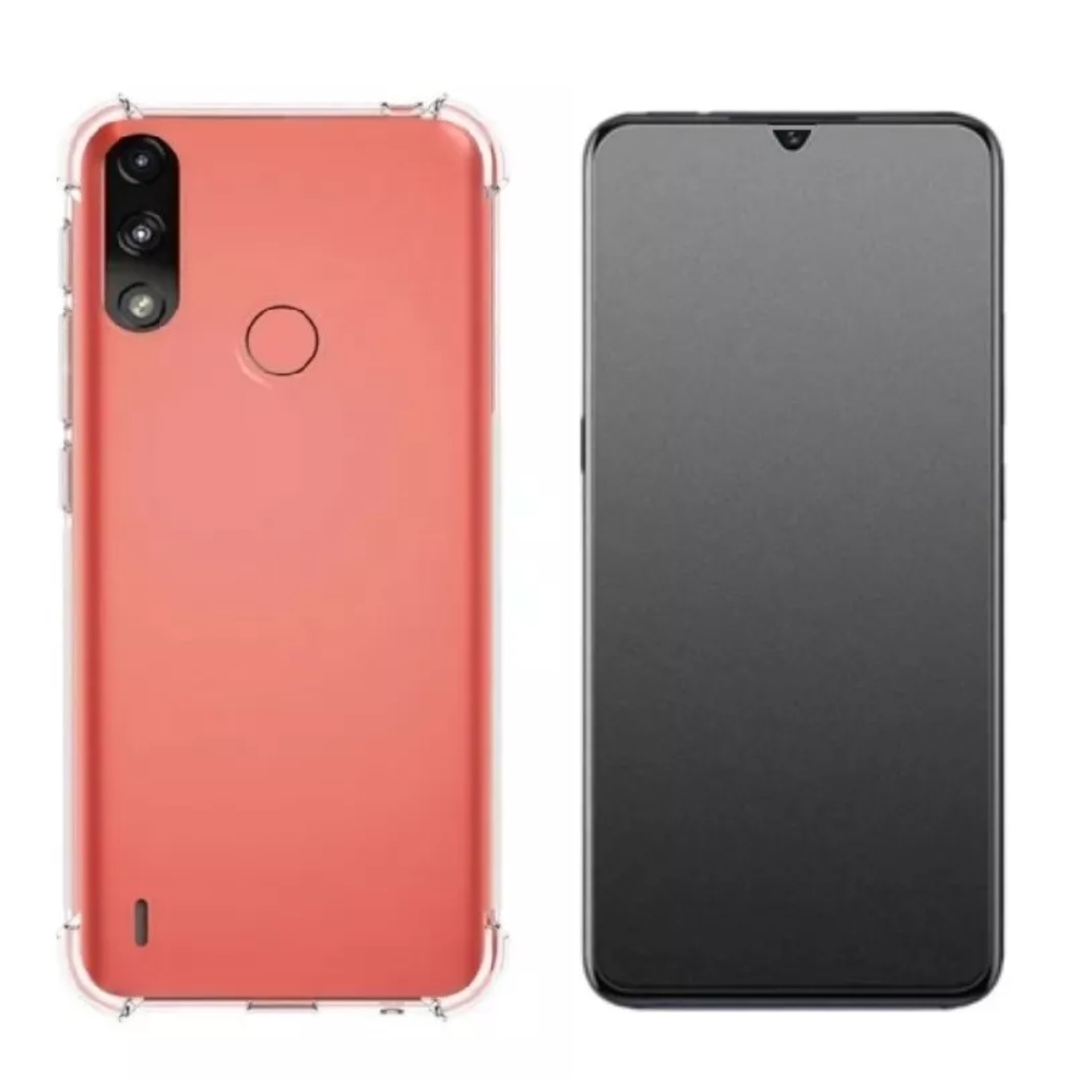 2 Películas Fosca Privacidade + Capa Capinha Para Motorola Moto E7 Power