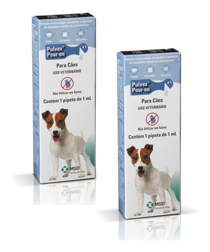Kit 2 Antipulgas MSD Saúde Animal Pulvex Pour-On - Cães até 15 Kg em Oferta na Shopee