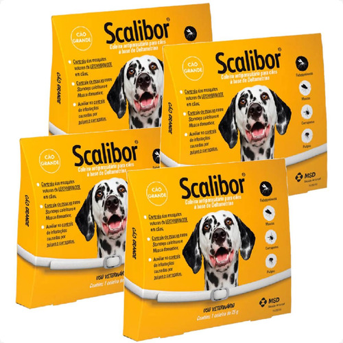 Kit 4 Coleira MSD Antiparasitas Scalibor - 65 cm em Oferta na Shopee