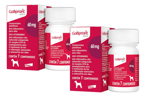 Kit 2 Galliprant 60mg Elanco para Cães - 7 Comprimidos