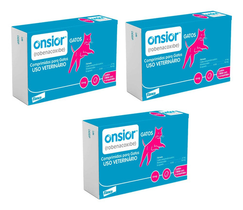 Kit 3 Anti-Inflamatório Elanco Onsior para Gatos acima de 2,5 Kg - 6 mg em Oferta na Shopee