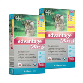 Kit 2 Advantage MAX3 1ml Elanco para Cães de 4 a 10kg - 3 Bisnagas em Oferta na Shopee