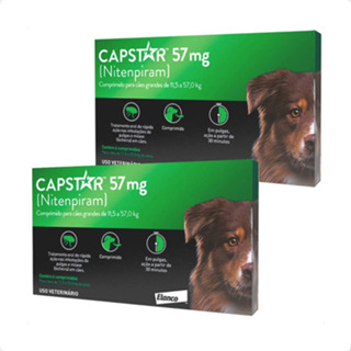 Kit 2 Antipulgas Elanco Capstar 57 mg para Cães acima de 11,4 Kg até 57 Kg - 6 Comprimidos em Oferta na Shopee