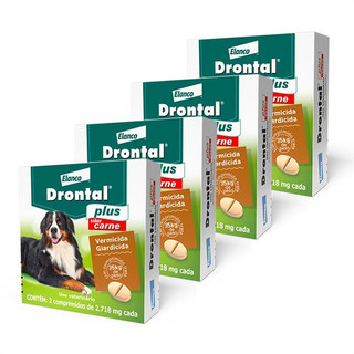 Kit 4 Vermífugo Elanco Drontal Plus Sabor Carne Cães 35 Kg - 2 Comprimidos em Oferta na Shopee