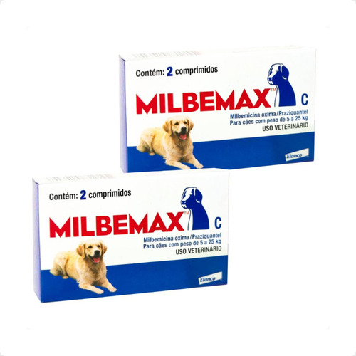 Kit 2 Milbemax C para Cães de 5 a 25 Kg Elanco Vermífugo - 2 Comprimidos em Oferta na Shopee