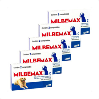 Kit 5 Milbemax C para Cães de 5 a 25 Kg Elanco Vermífugo - 2 Comprimidos em Oferta na Shopee