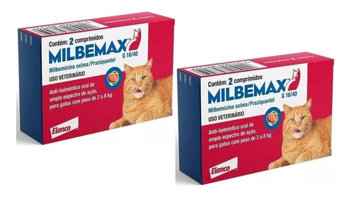 Kit 2 Milbemax FC para Gatos de 2 Kg a 8 Kg Elanco Vermifugo - 2 Comprimidos em Oferta na Shopee