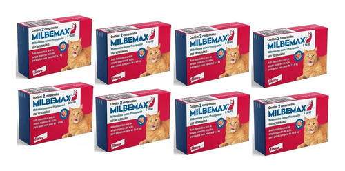 Kit 8 Milbemax FC para Gatos de 2 Kg a 8 Kg Elanco Vermifugo - 2 Comprimidos em Oferta na Shopee